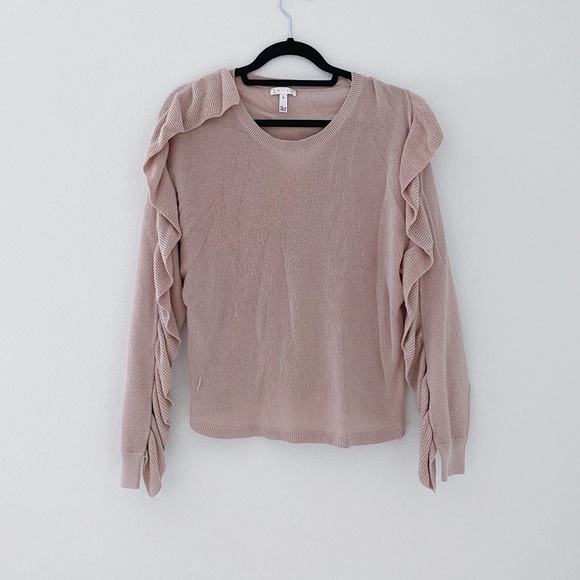 Nordstrom Leith mauve ruffle sweater size M 8 10 - Picture 1 of 3